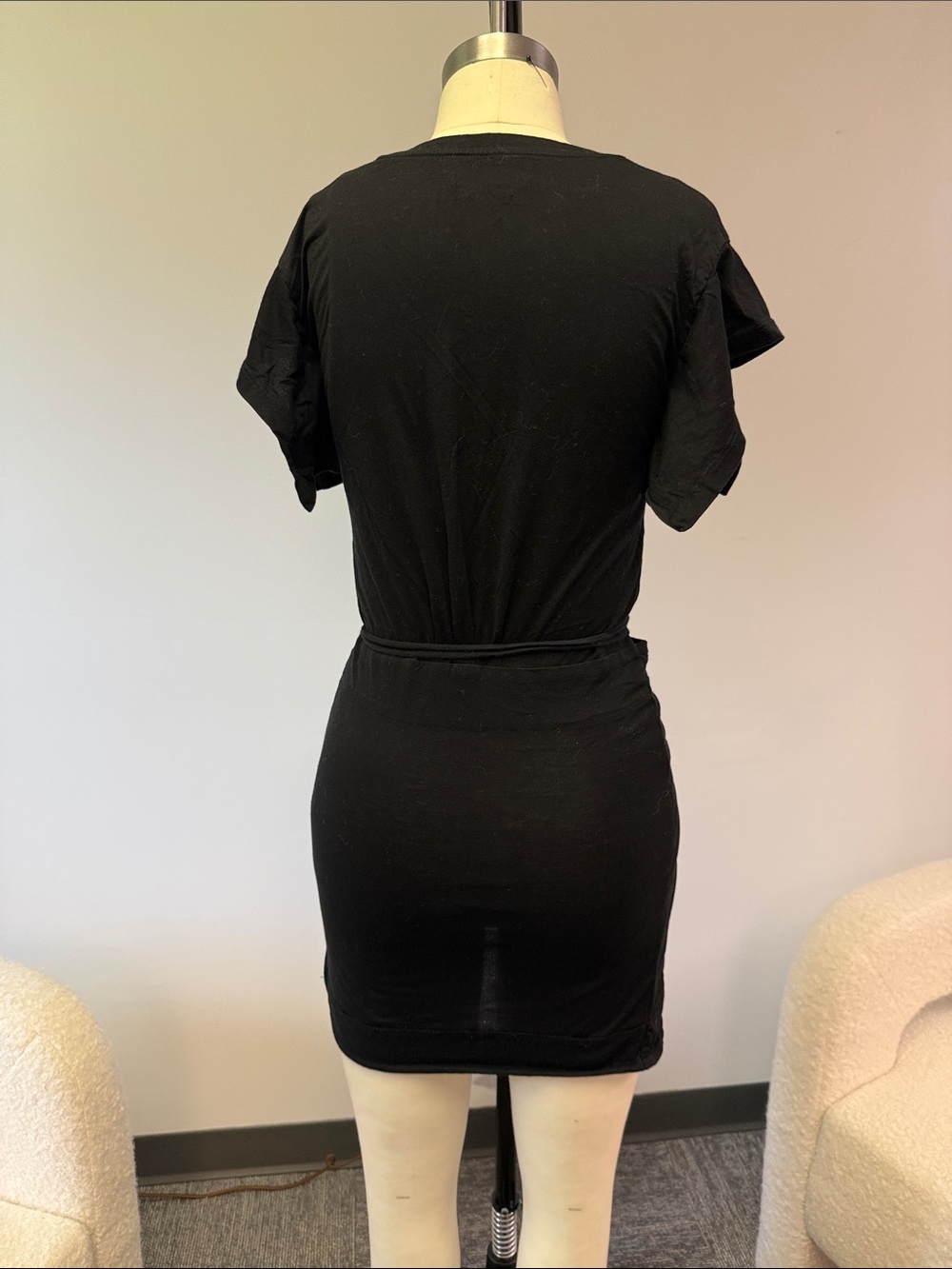 Isabel Marant Black Ruched Drawstring Mini Dress - Picture 2 of 4